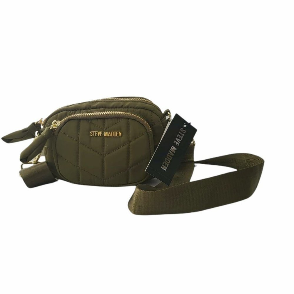 NWT *Steve Madden - Military Green Crossbody Bag With goden Zipper and logo-wome